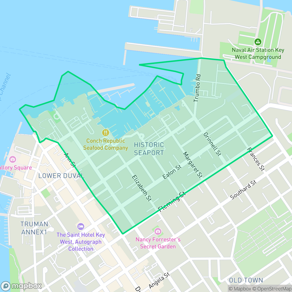 Map showing the location of Historic Seaport, Key West, FL