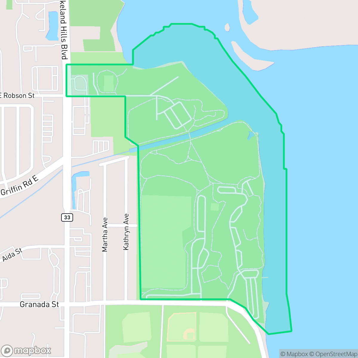 Map showing the location of Lake Parker Park, Lakeland, FL