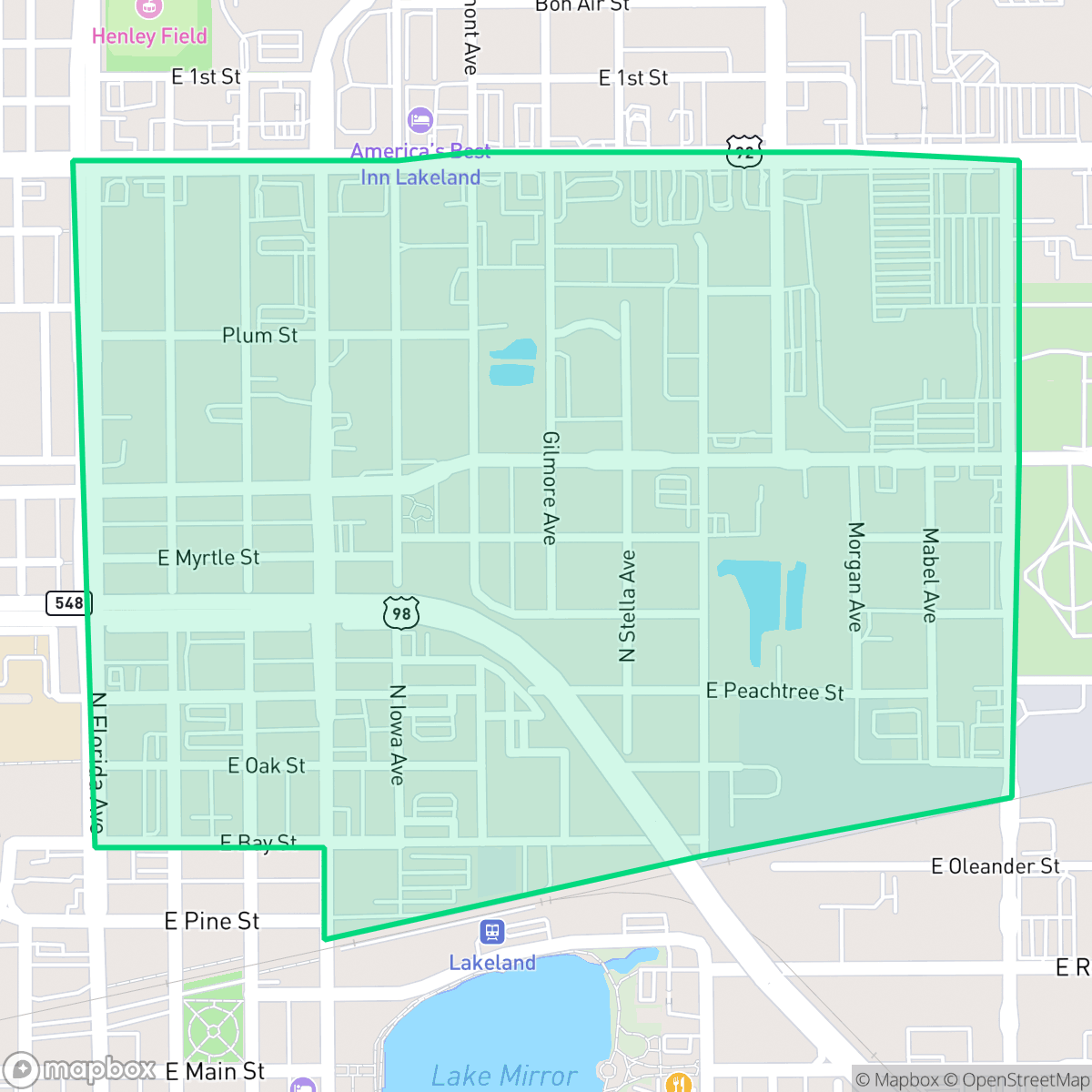 Map showing the location of Parker Street, Lakeland, FL