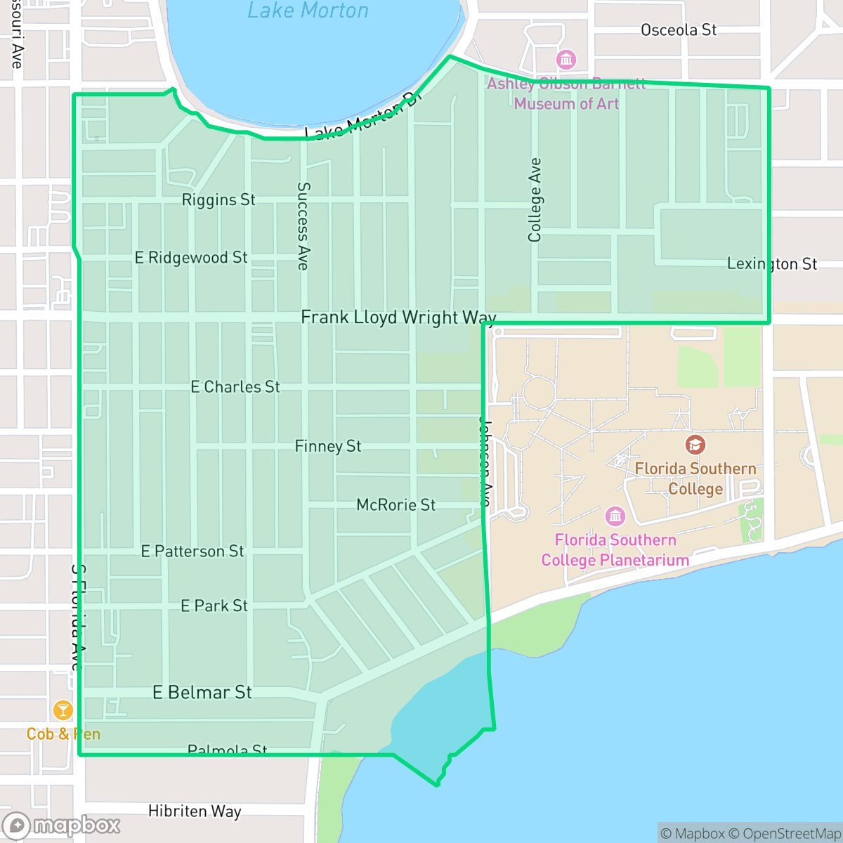 Map showing the location of South Lake Morton, Lakeland, FL