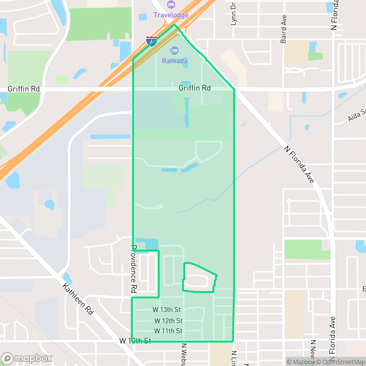Map showing the location of Webster Park North, Lakeland, FL