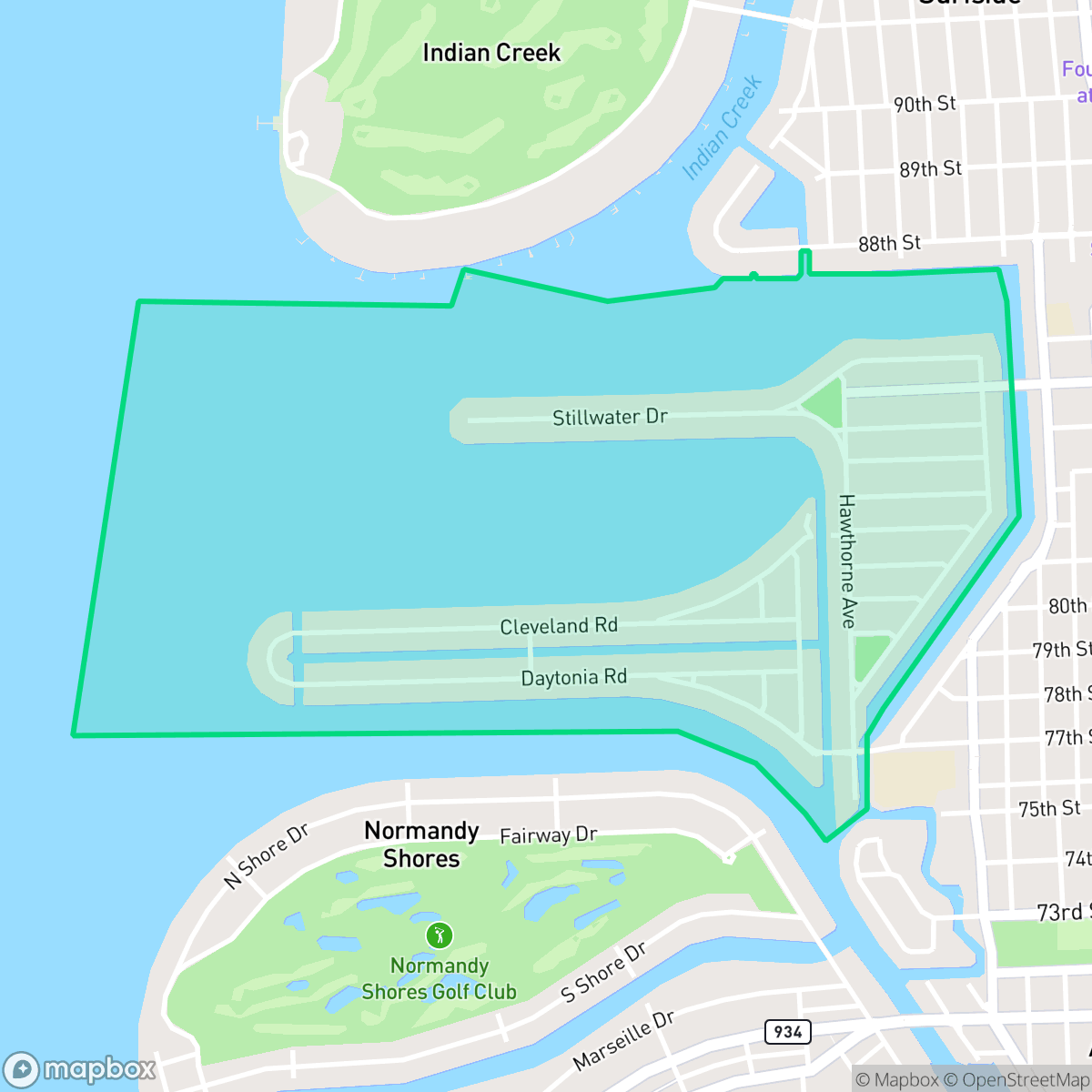Map showing the location of Biscayne Point, Miami Beach, FL