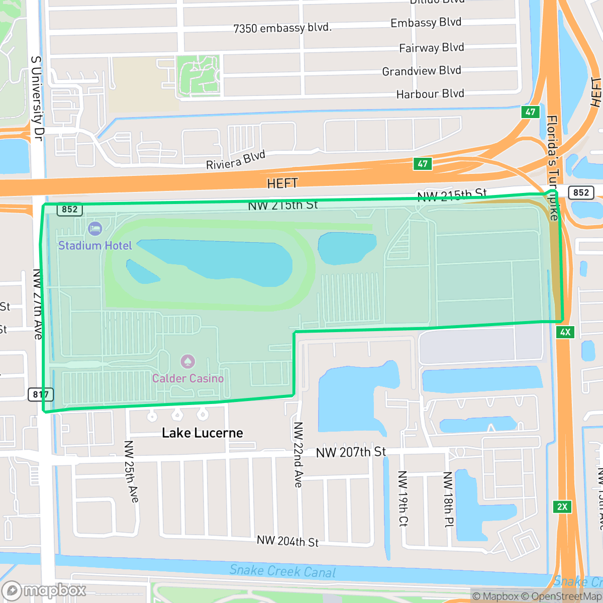Map showing the location of Calder, Miami Gardens, FL