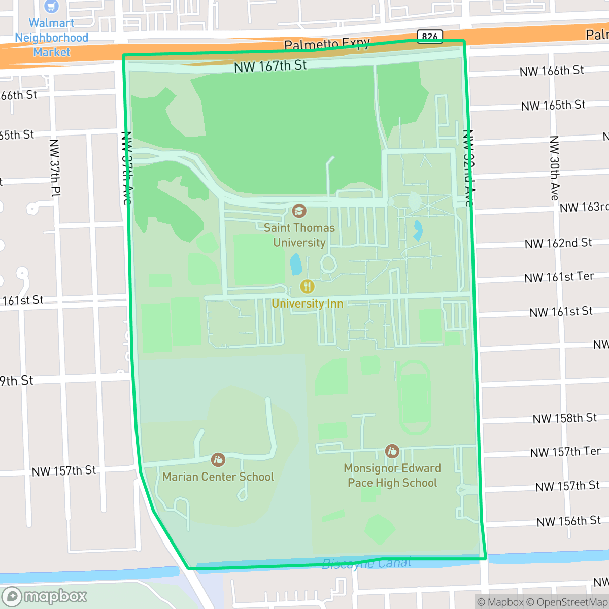 Map showing the location of St. Thomas, Miami Gardens, FL