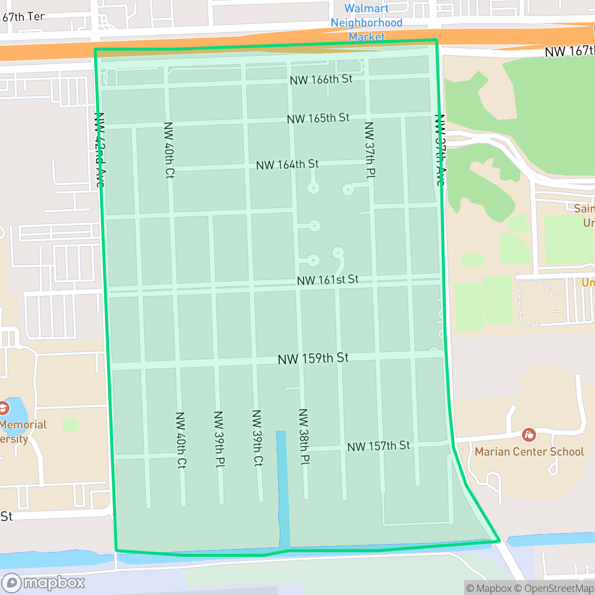 Map showing the location of Venitian Gardens, Miami Gardens, FL