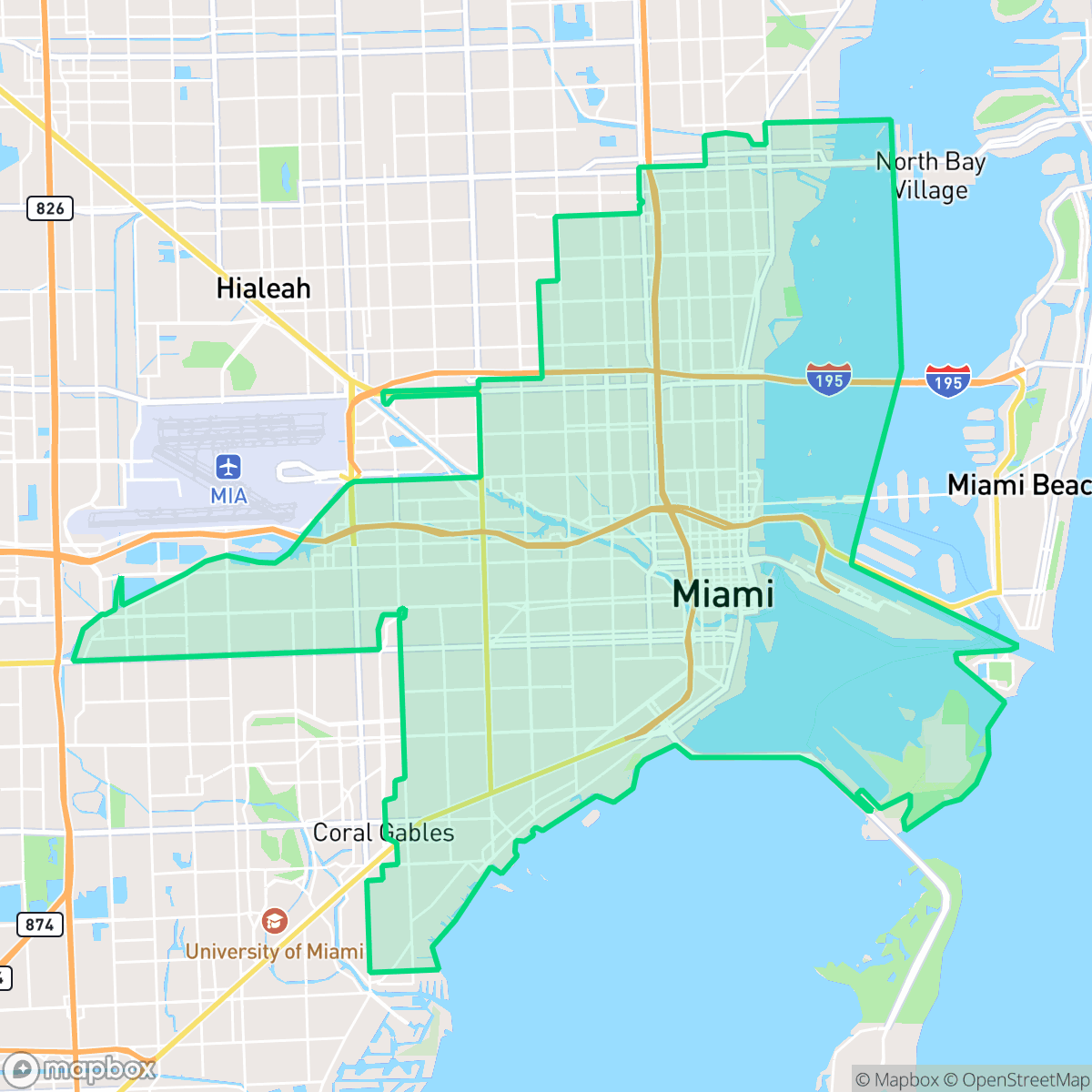 Map showing the location of Miami, FL — coverage area