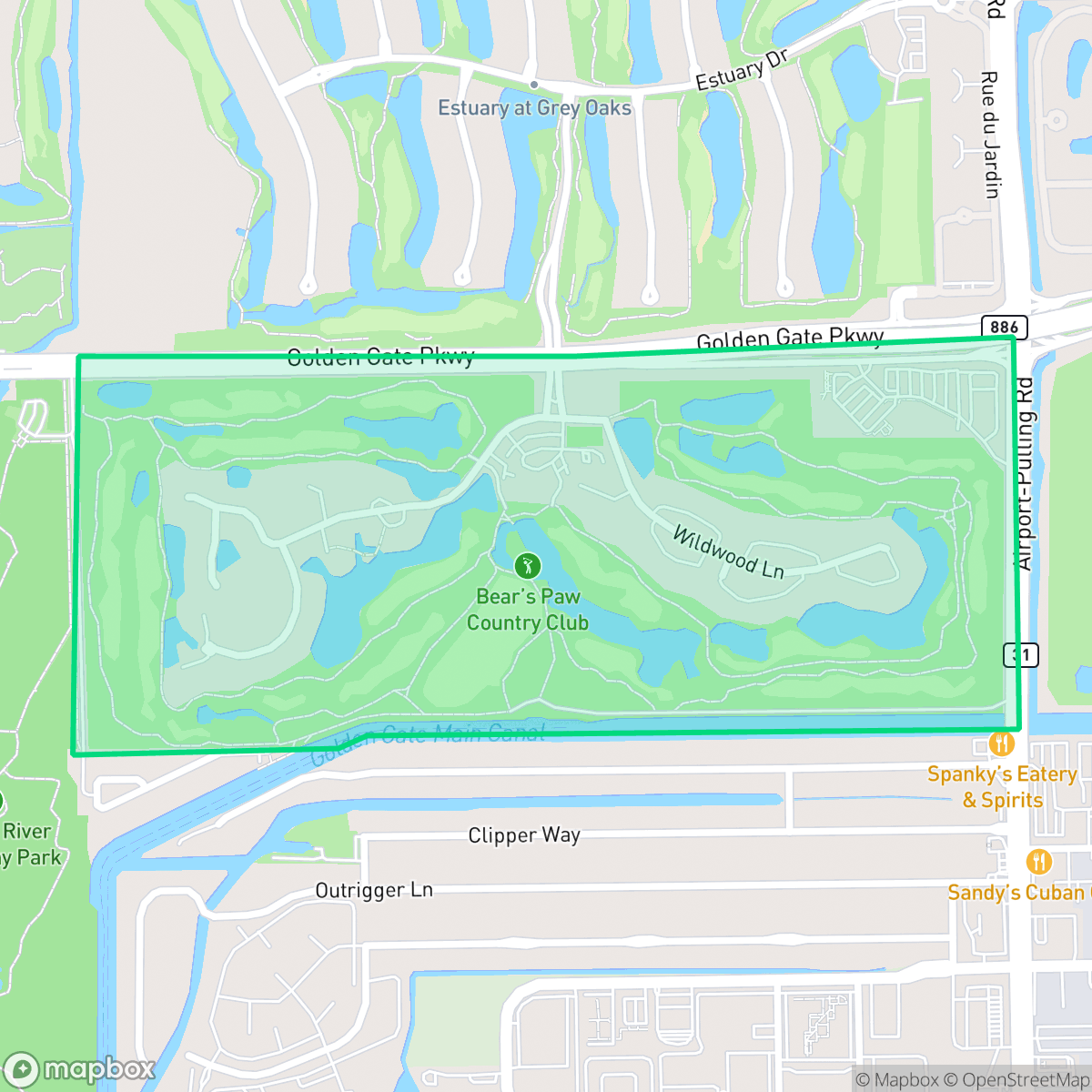 Map showing the location of Bears Paw, Naples, FL
