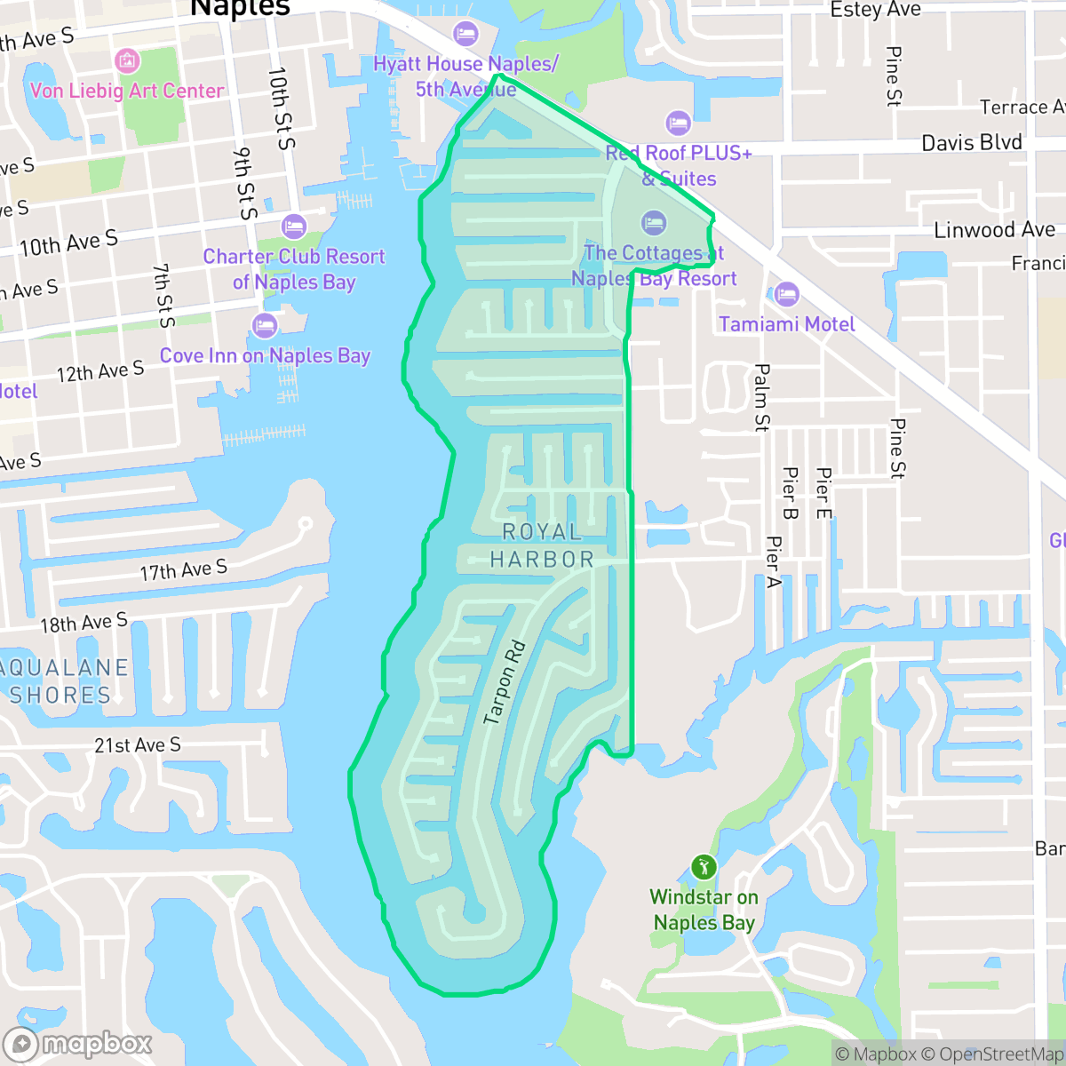 Map showing the location of Royal Harbor, Naples, FL