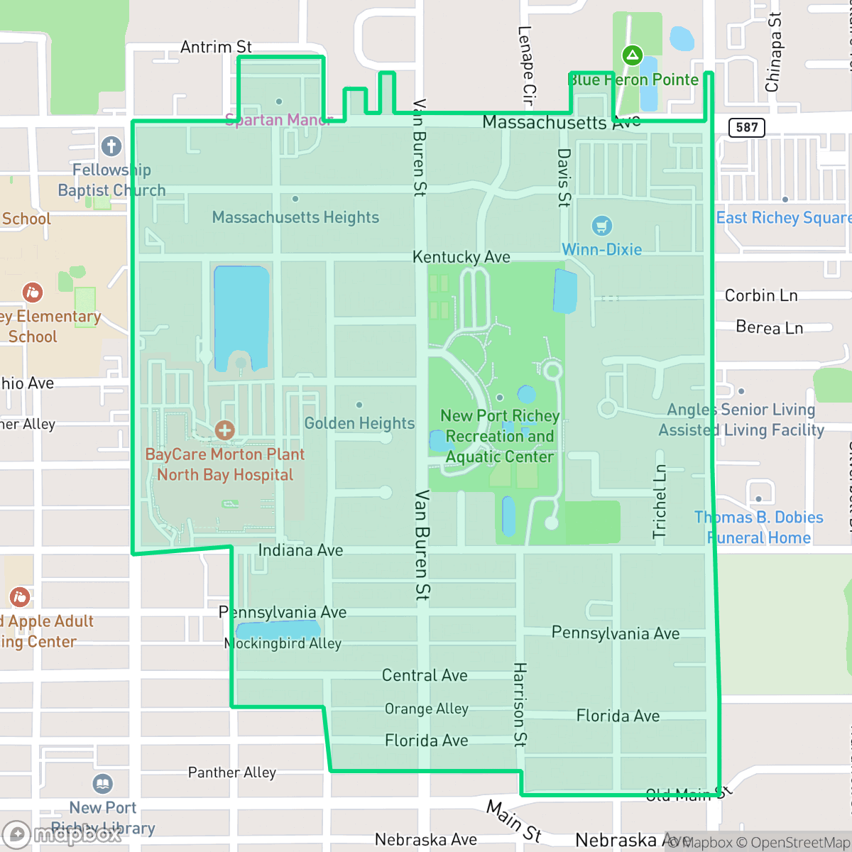 Map showing the location of North Park, New Port Richey, FL