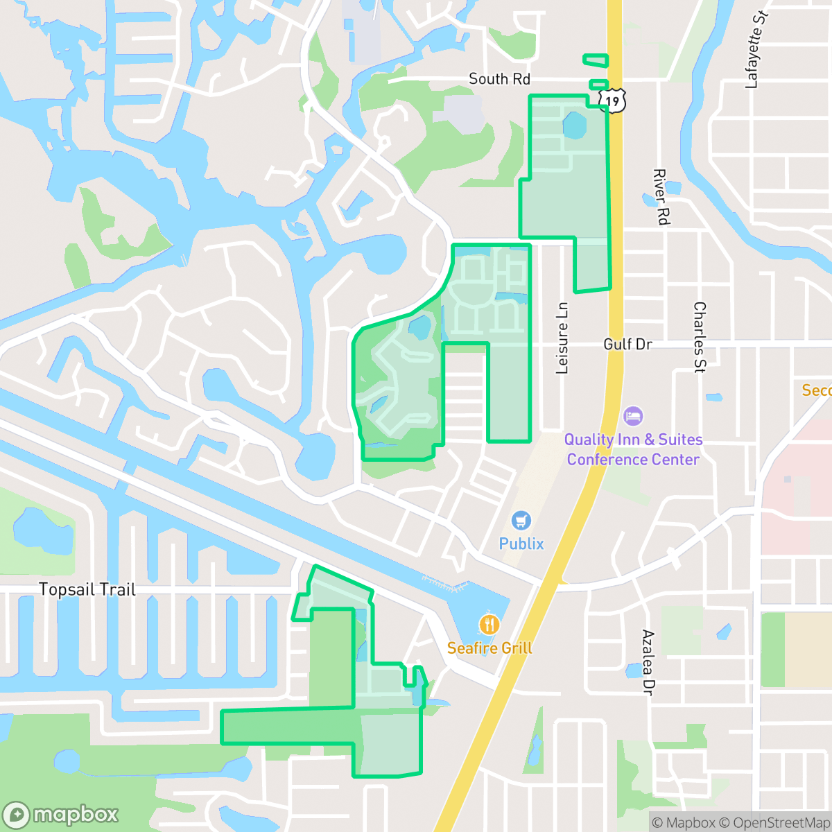 Map showing the location of Southwest, New Port Richey, FL