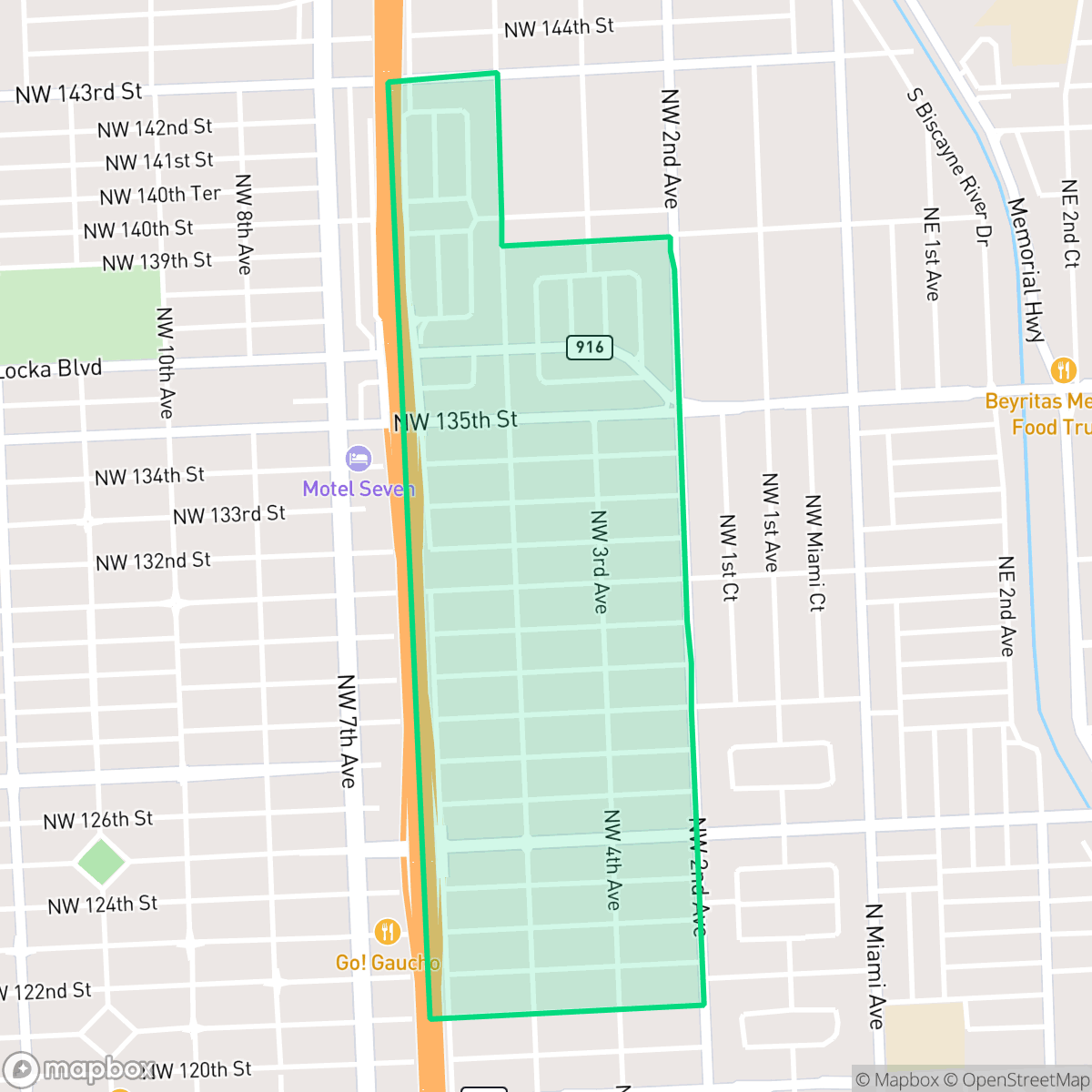 Map showing the location of Alhambra Heights, North Miami, FL