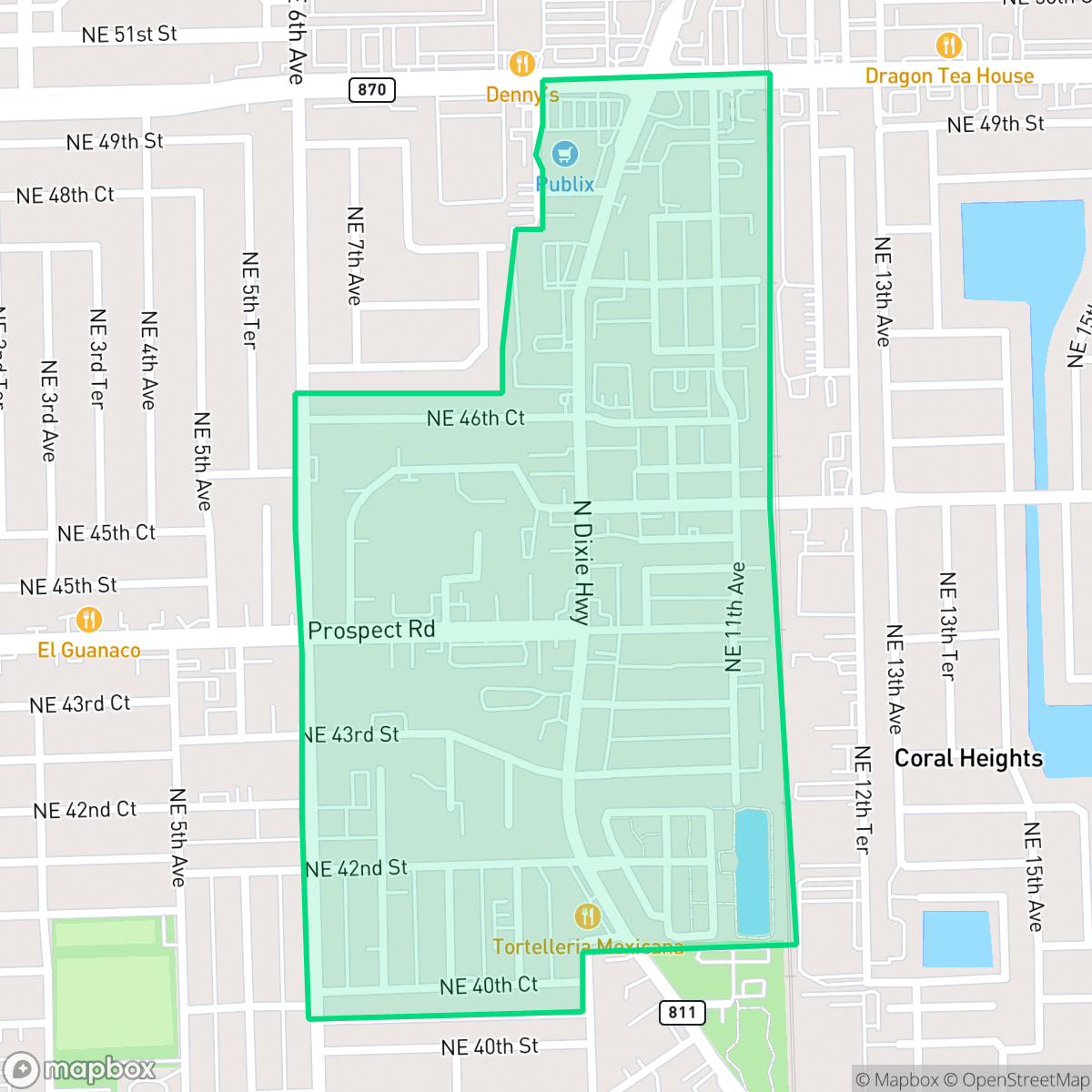 Map showing the location of Central Business District, Oakland Park, FL