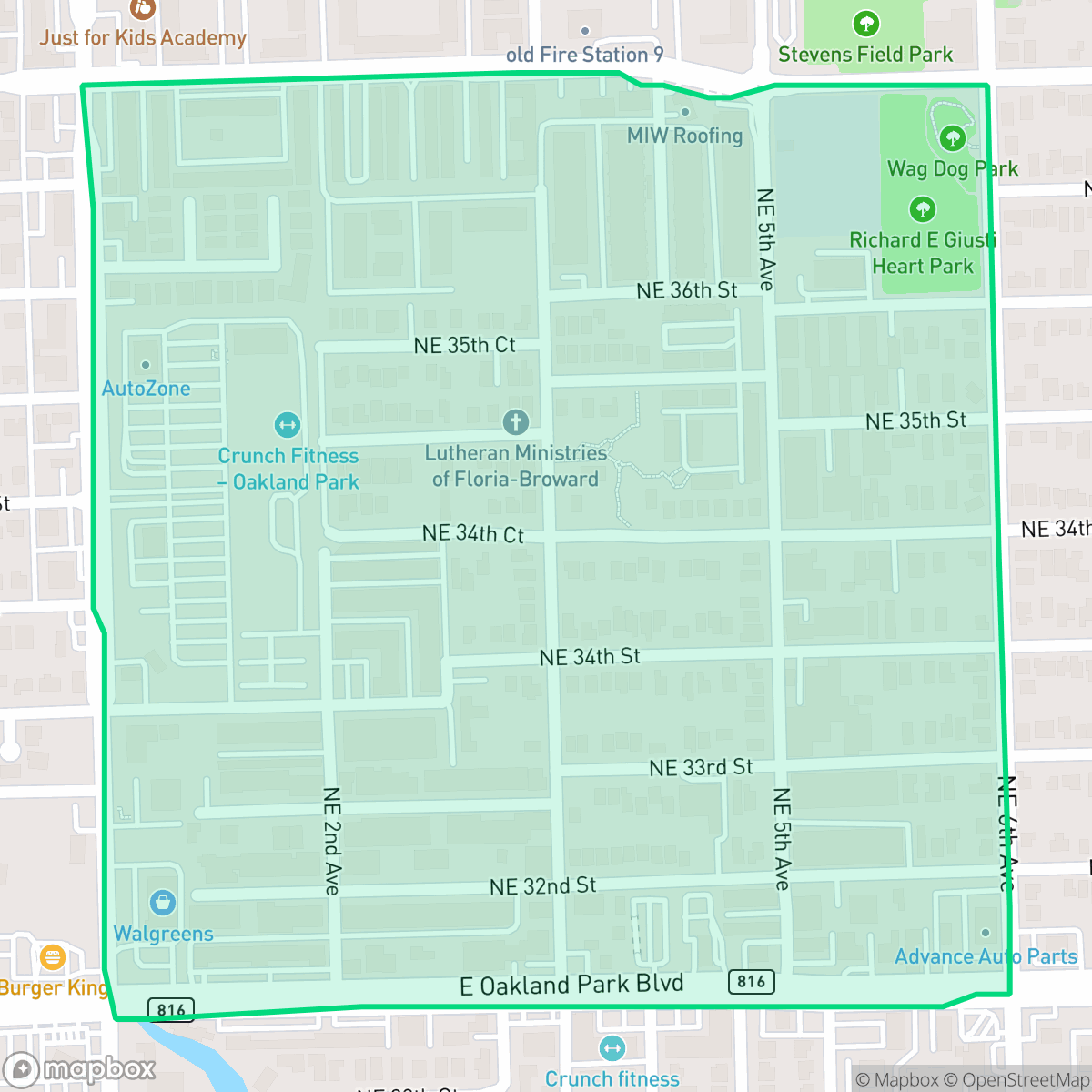 Map showing the location of Harlem McBride, Oakland Park, FL
