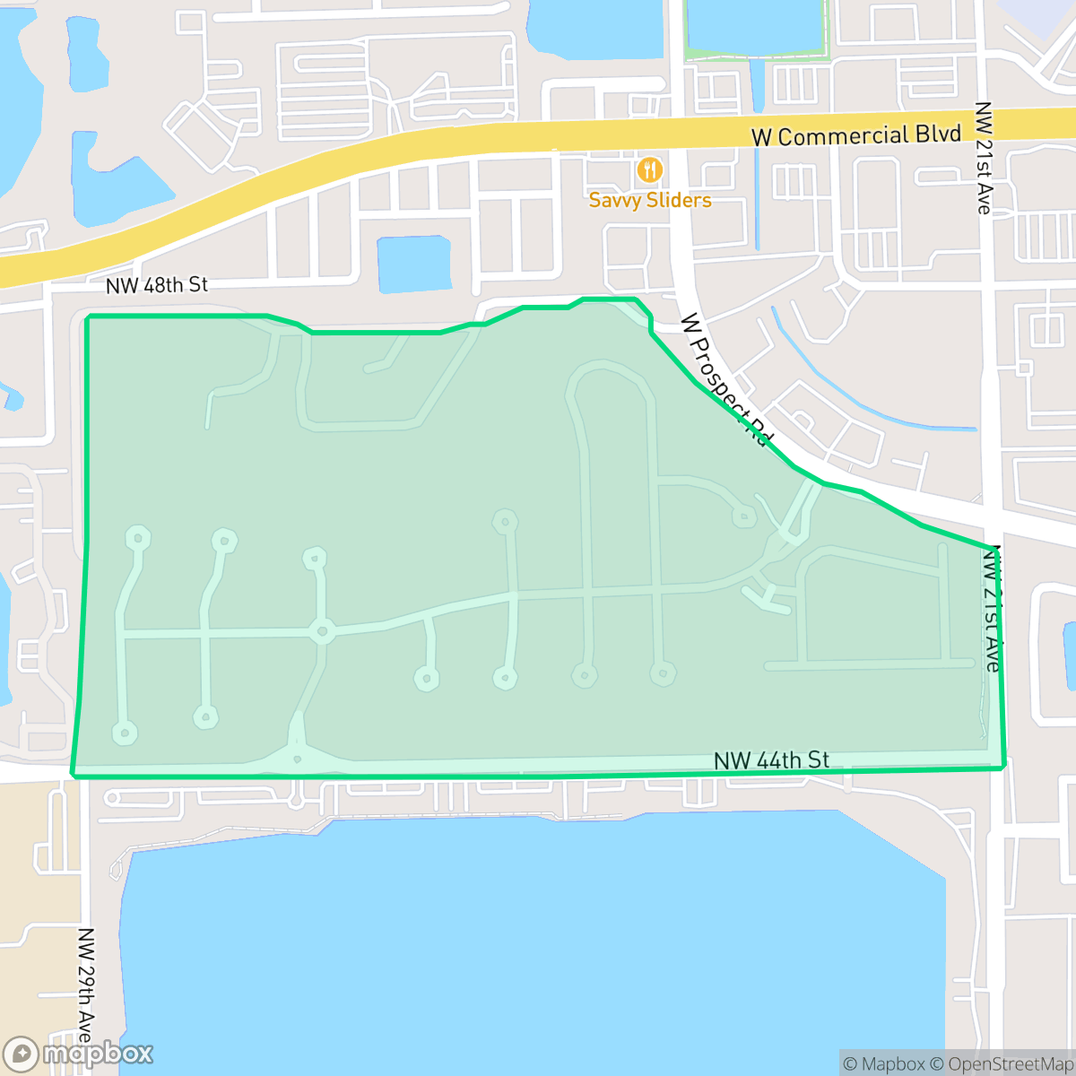 Map showing the location of Oaktree Estates, Oakland Park, FL