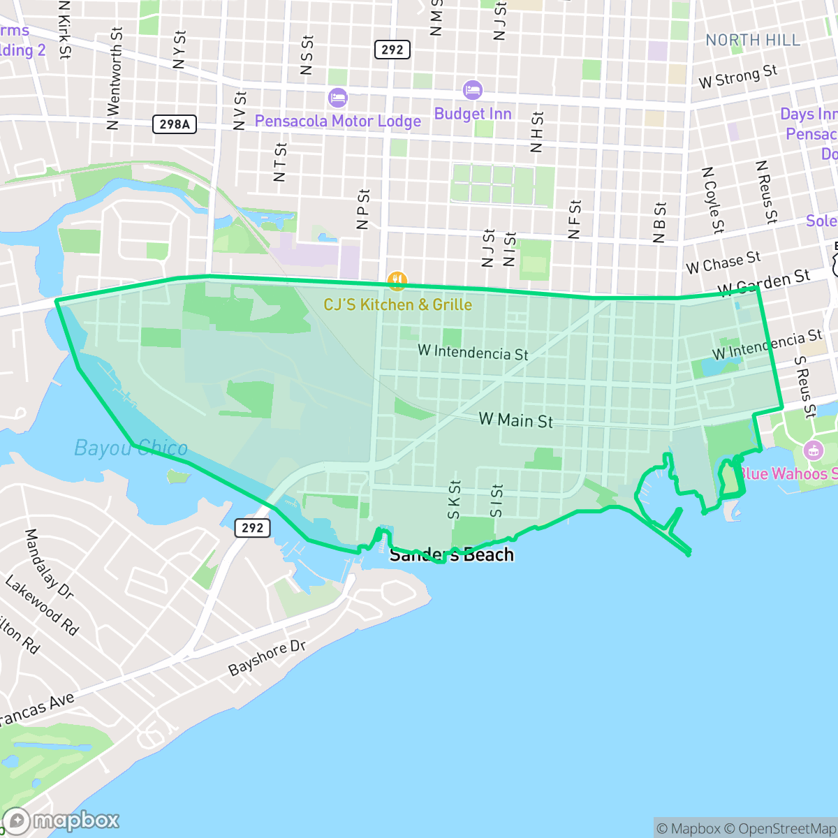 Map showing the location of Renz-anna Villa, Pensacola, FL