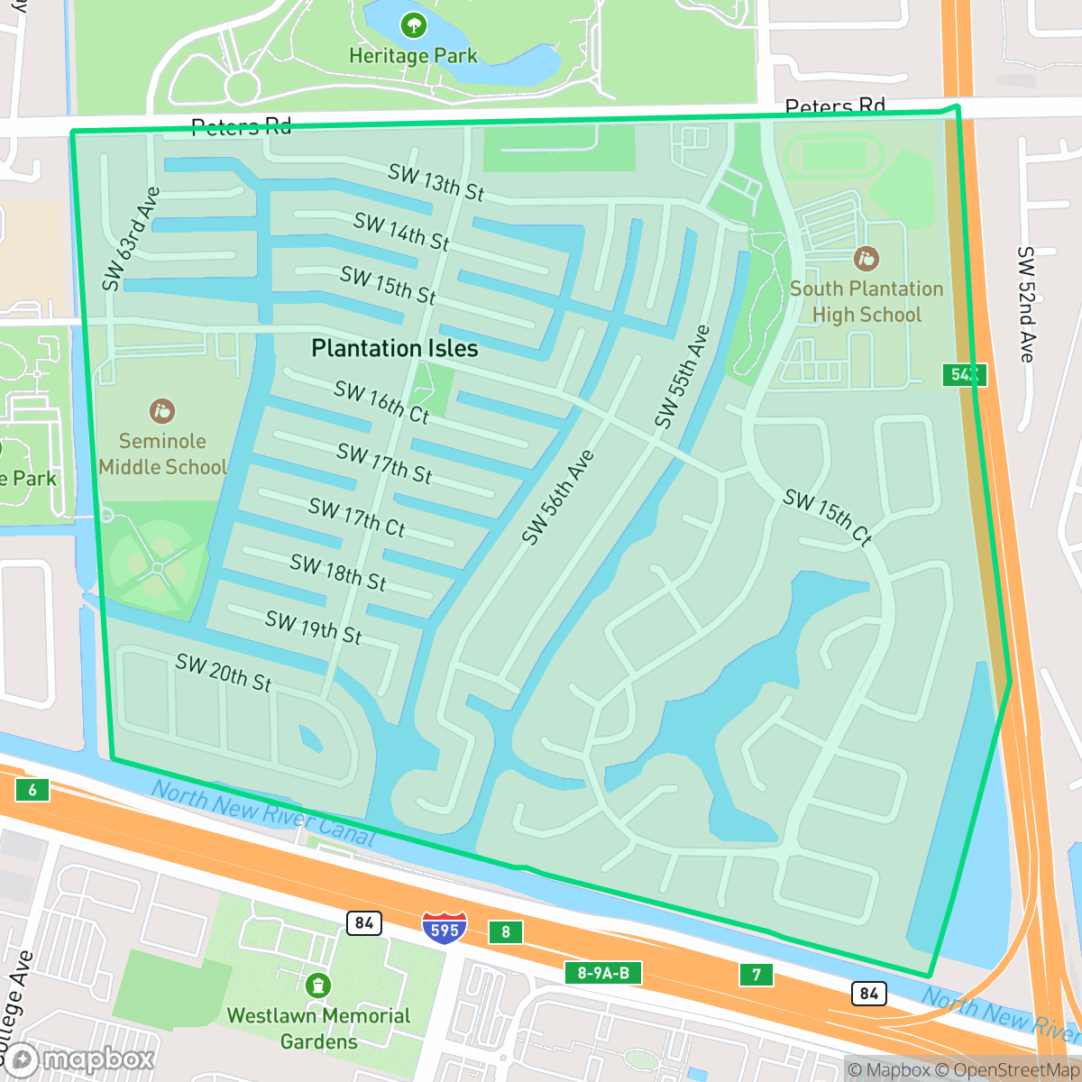 Map showing the location of Plantation Isles, Plantation, FL