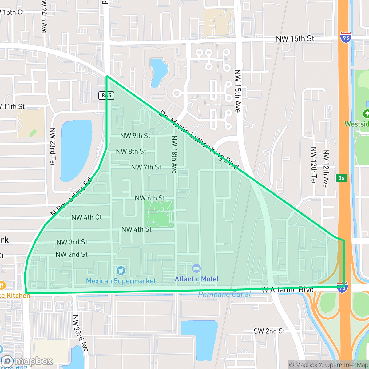 Map showing the location of Old Collier, Pompano Beach, FL