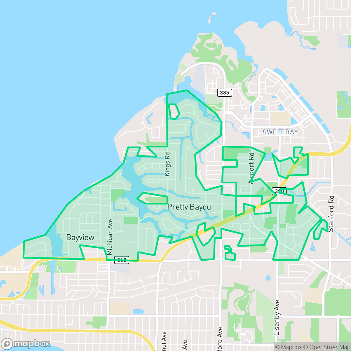 Map showing the location of Pretty Bayou, FL — coverage area