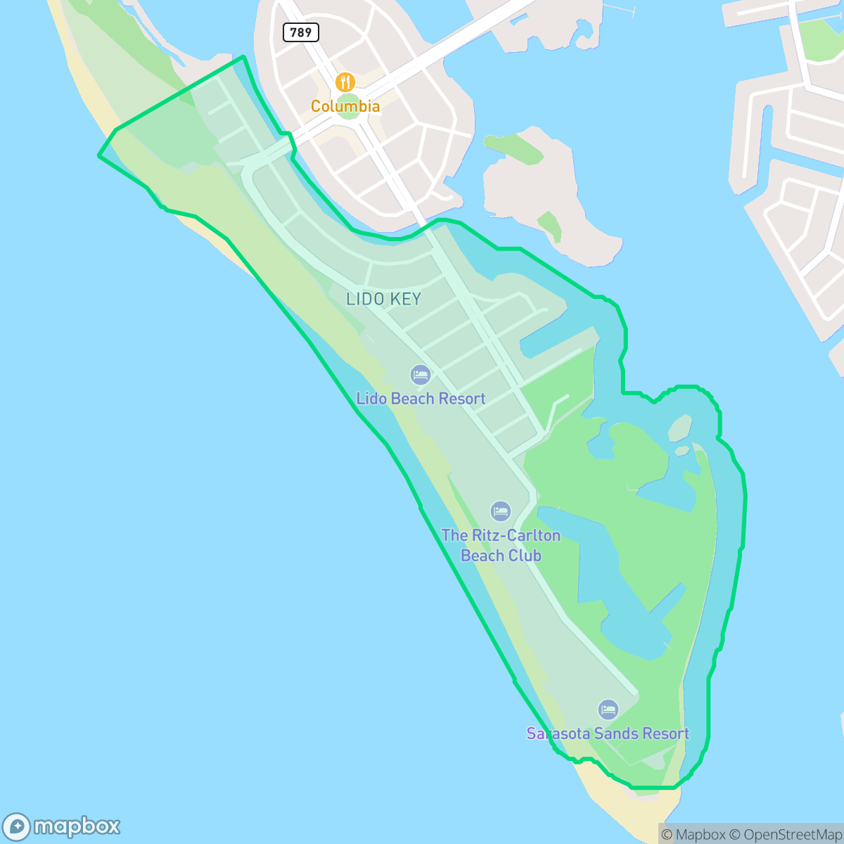 Map showing the location of Lido Key, Sarasota, FL