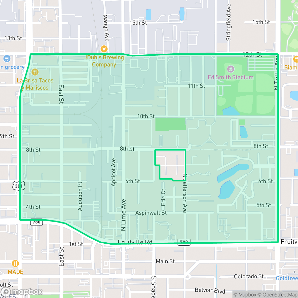 Map showing the location of Park East, Sarasota, FL