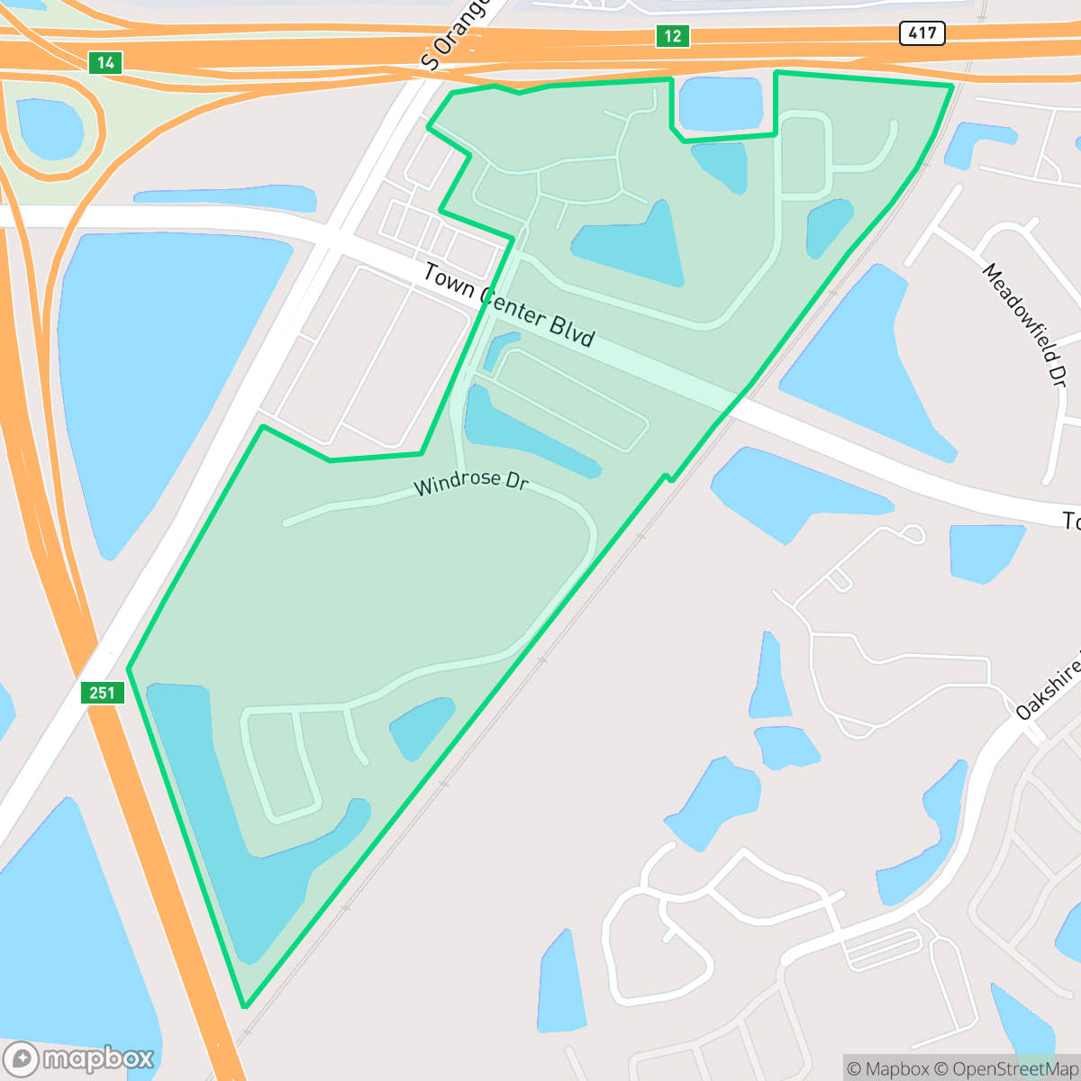 Map showing the location of Southmeadow, Southchase, FL