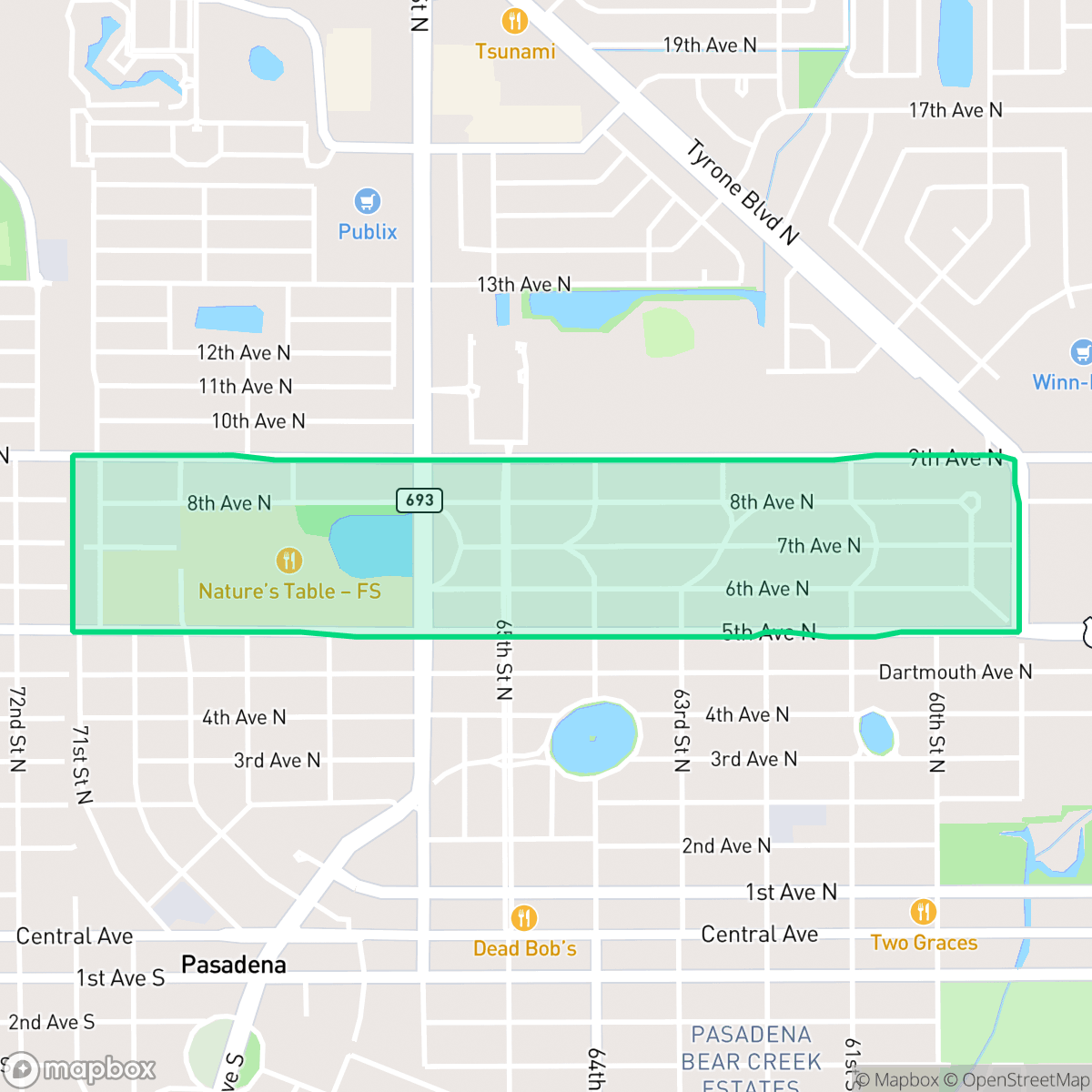 Map showing the location of Eagle Crest, St. Petersburg, FL