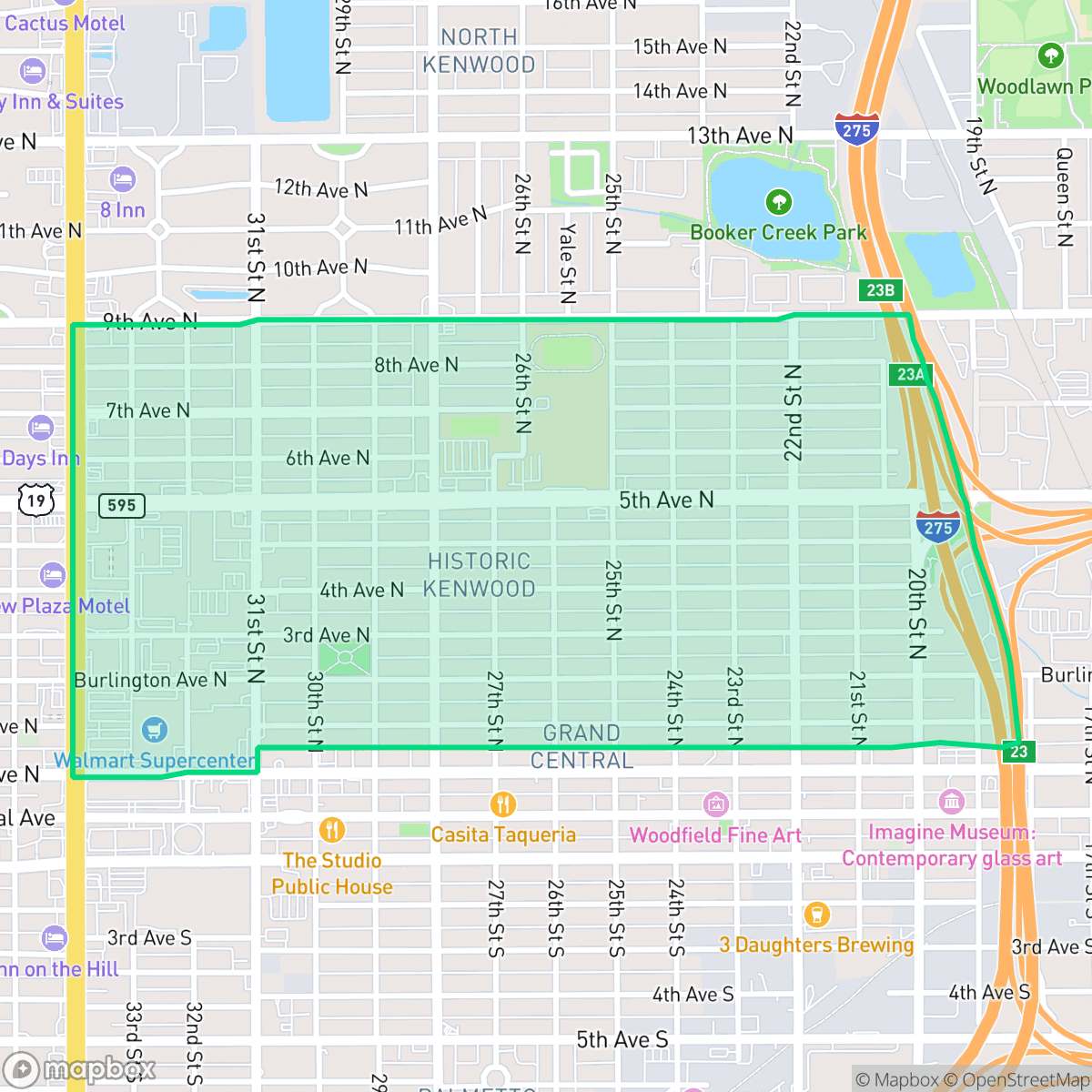 Map showing the location of Historic Kenwood, St. Petersburg, FL