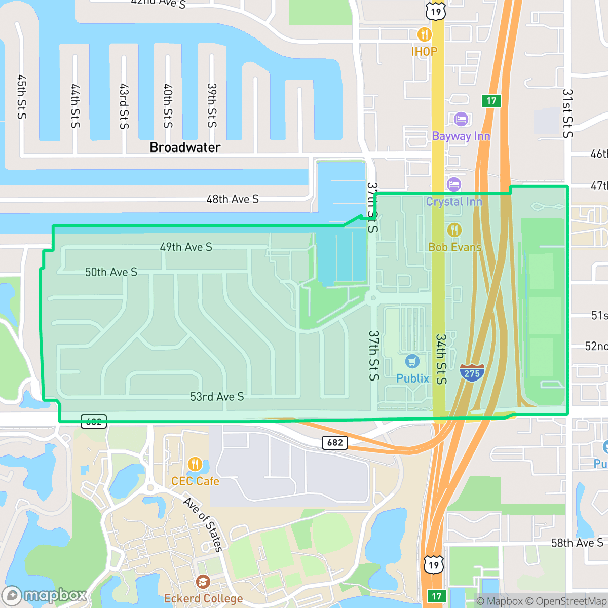 Map showing the location of Maximo, St. Petersburg, FL