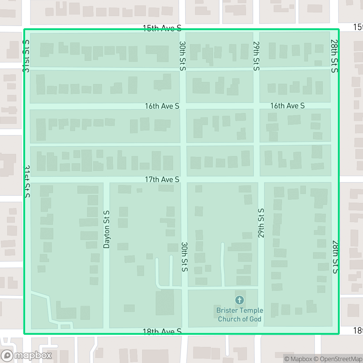 Map showing the location of Mel-Tan Heights, St. Petersburg, FL