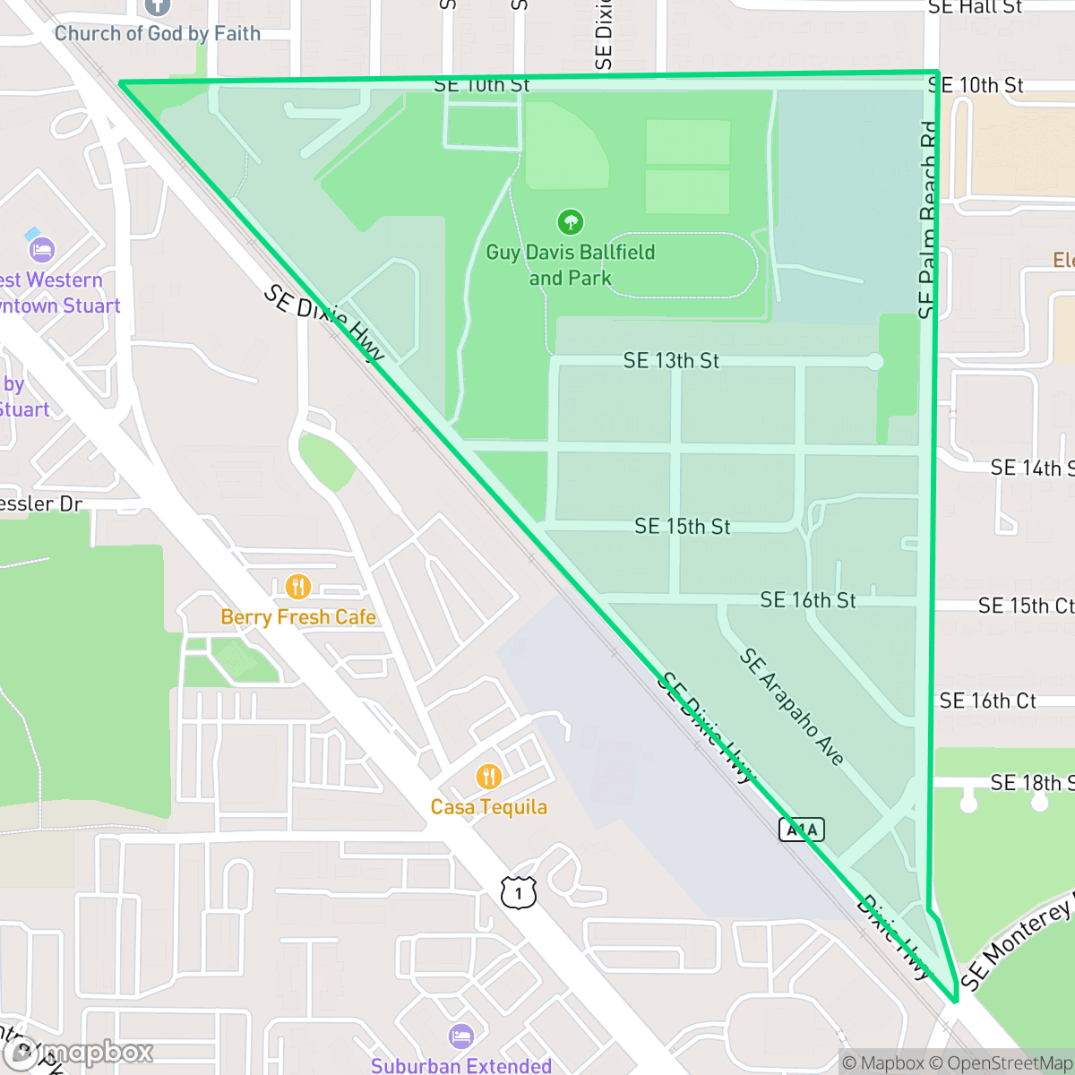 Map showing the location of Eldorado Heights, Stuart, FL