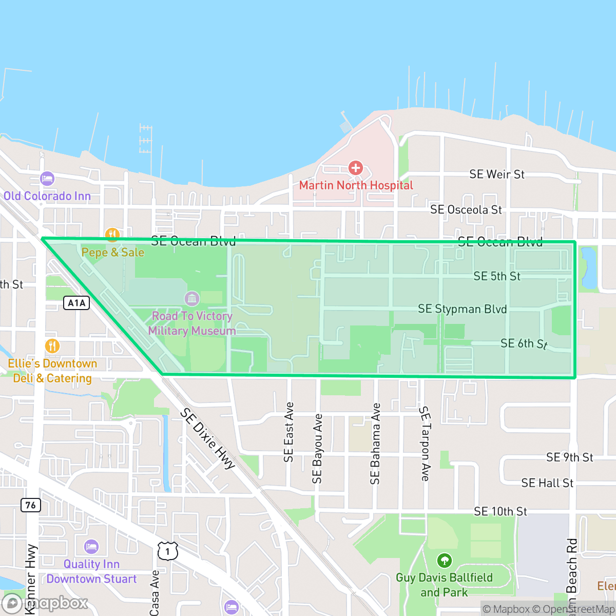 Map showing the location of Stypmann, Stuart, FL