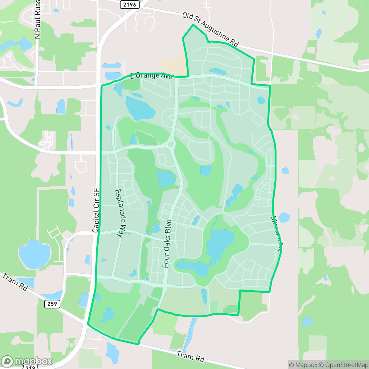 Map showing the location of Southwood, Tallahassee, FL