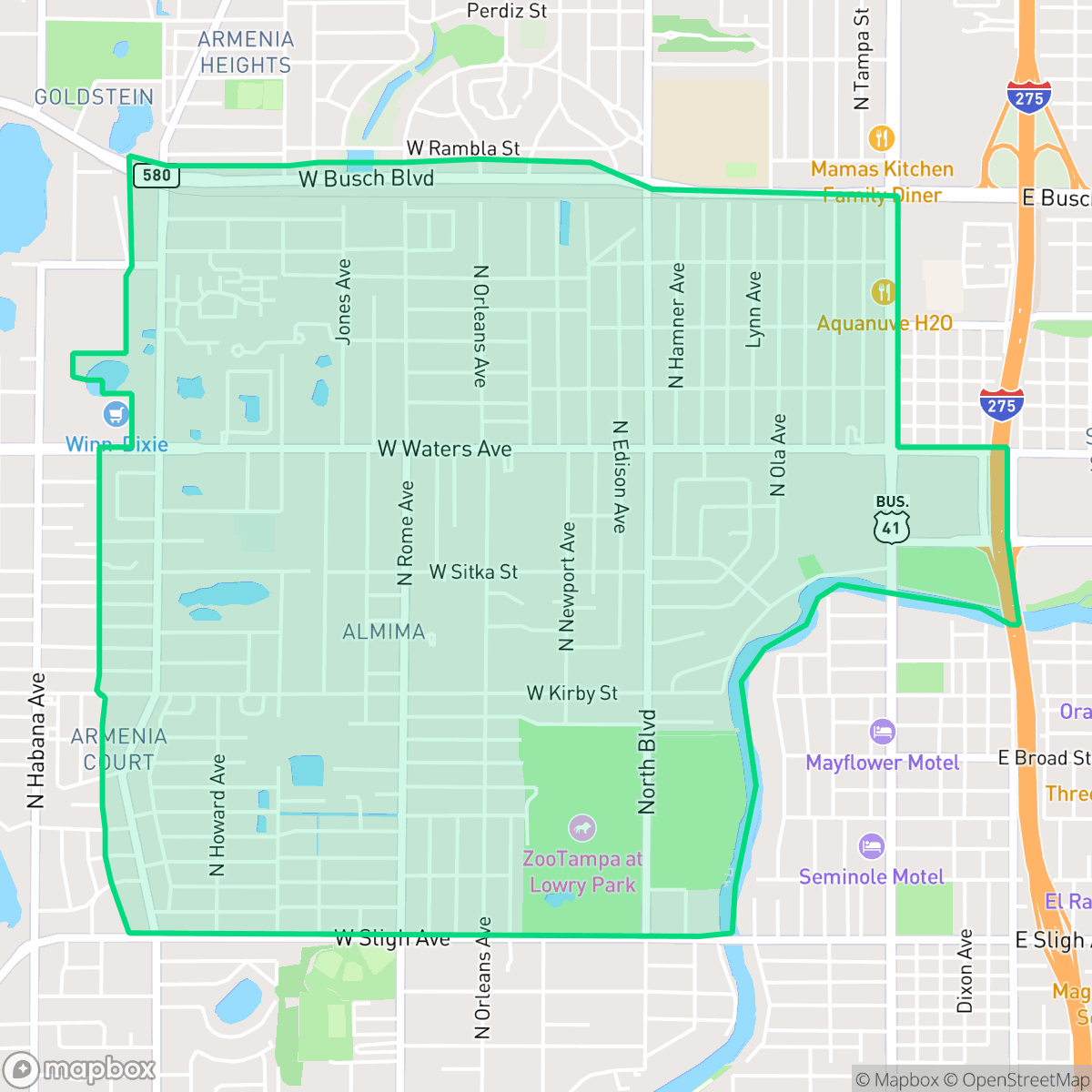Map showing the location of Lowry Park Central, Tampa, FL
