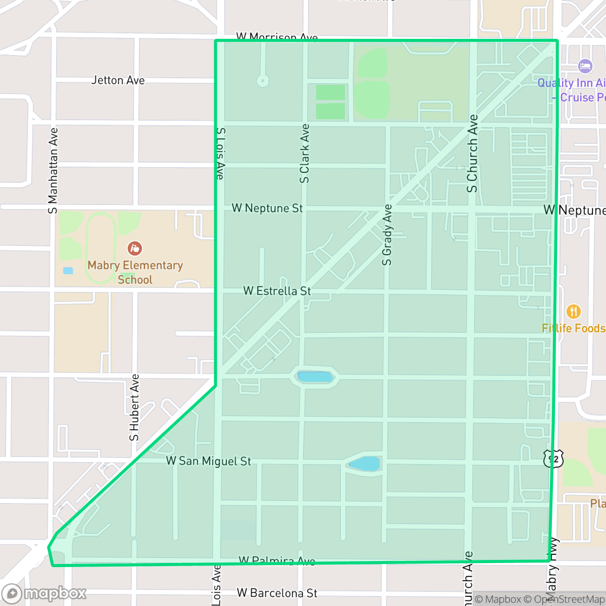 Map showing the location of Palma Ceia West, Tampa, FL