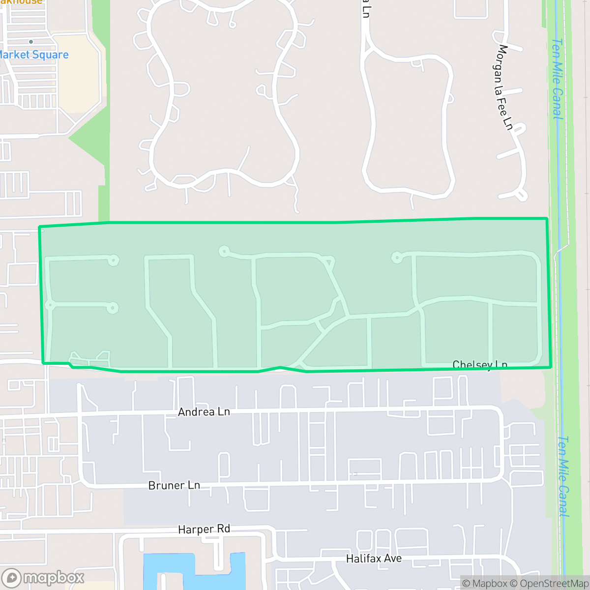 Map showing the location of Bell Tower Park, Villas, FL