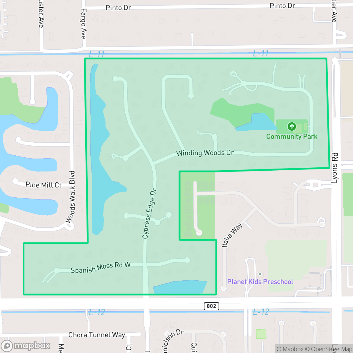 Map showing the location of Cypress Trails, Wellington, FL