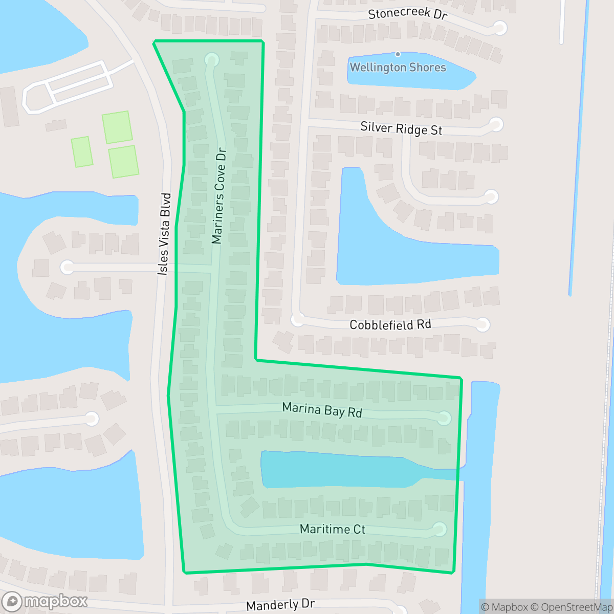Map showing the location of Mariners Cove, Wellington, FL