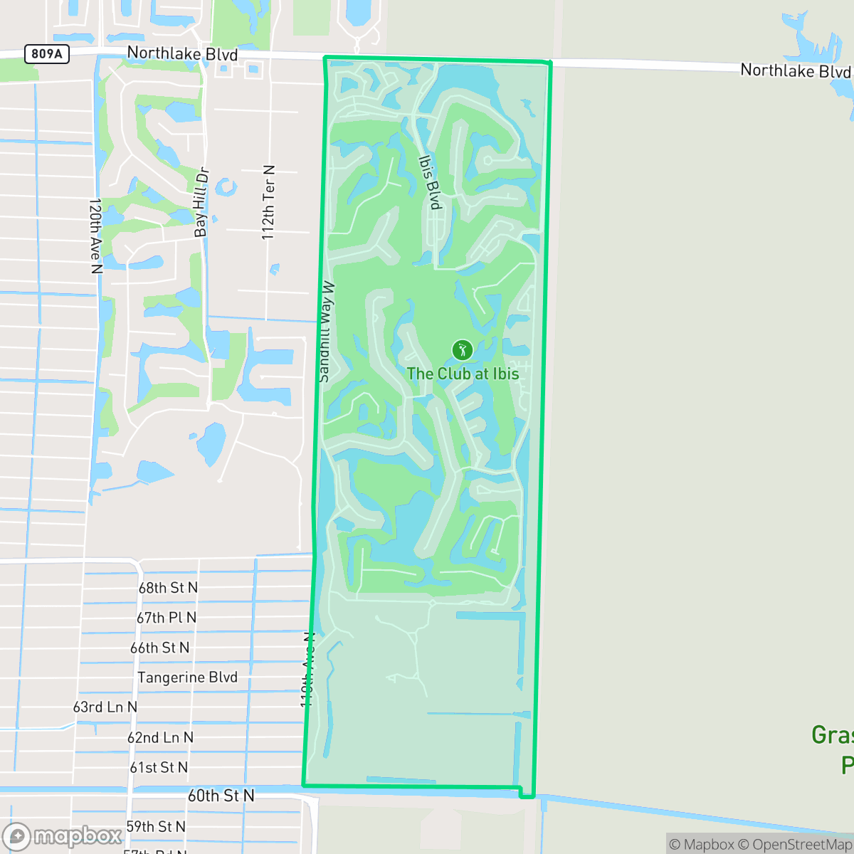 Map showing the location of Pineapple Park - Ibis, West Palm Beach, FL