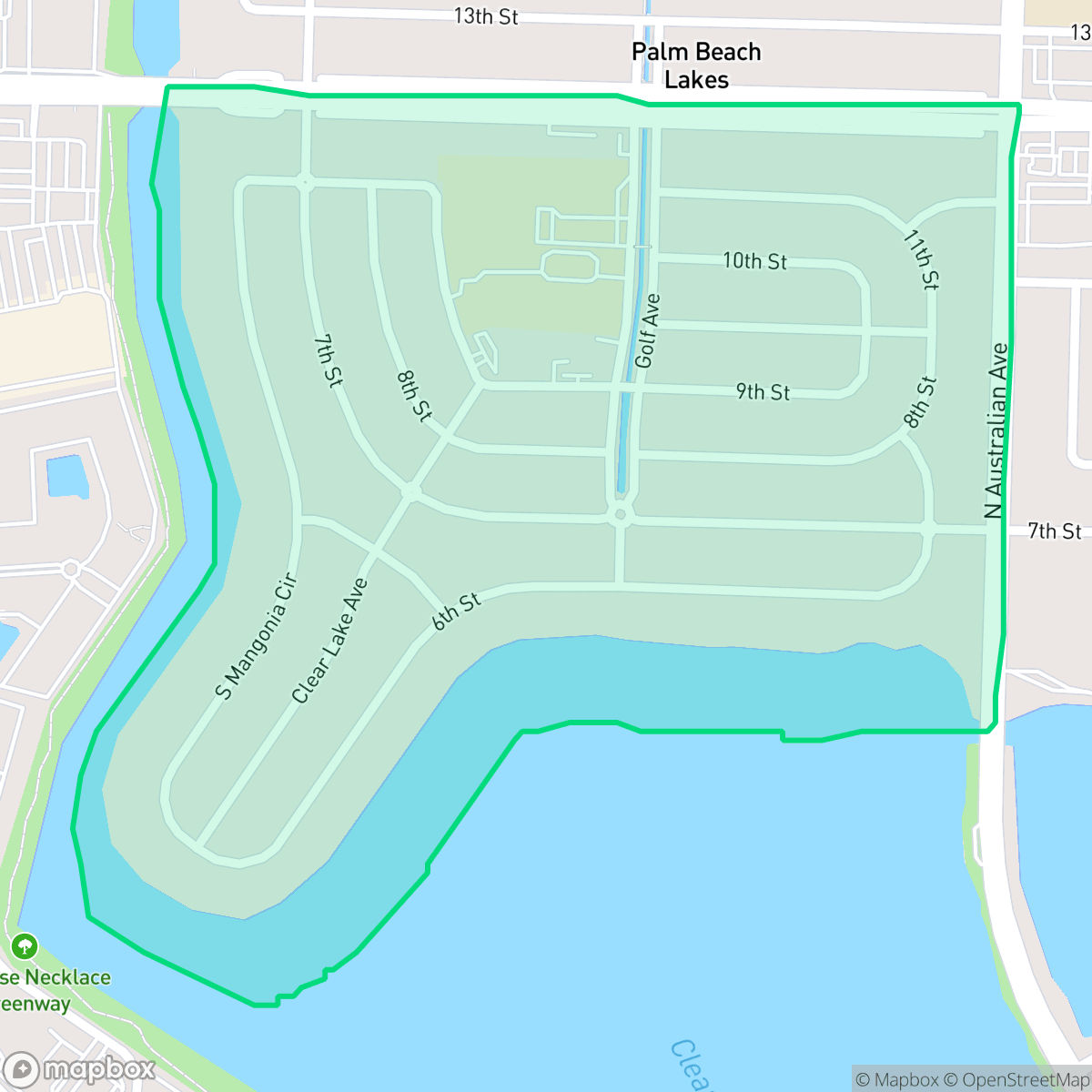 Map showing the location of Roosevelt Estates, West Palm Beach, FL
