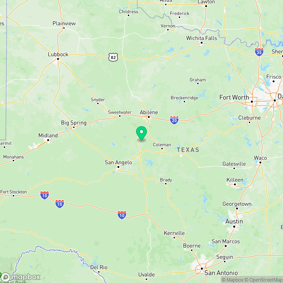 Map showing the location of Texas — coverage area