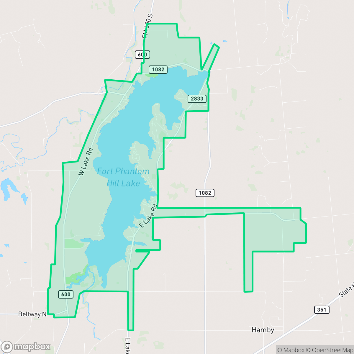 Map showing the location of Fort Phantom, Abilene, TX