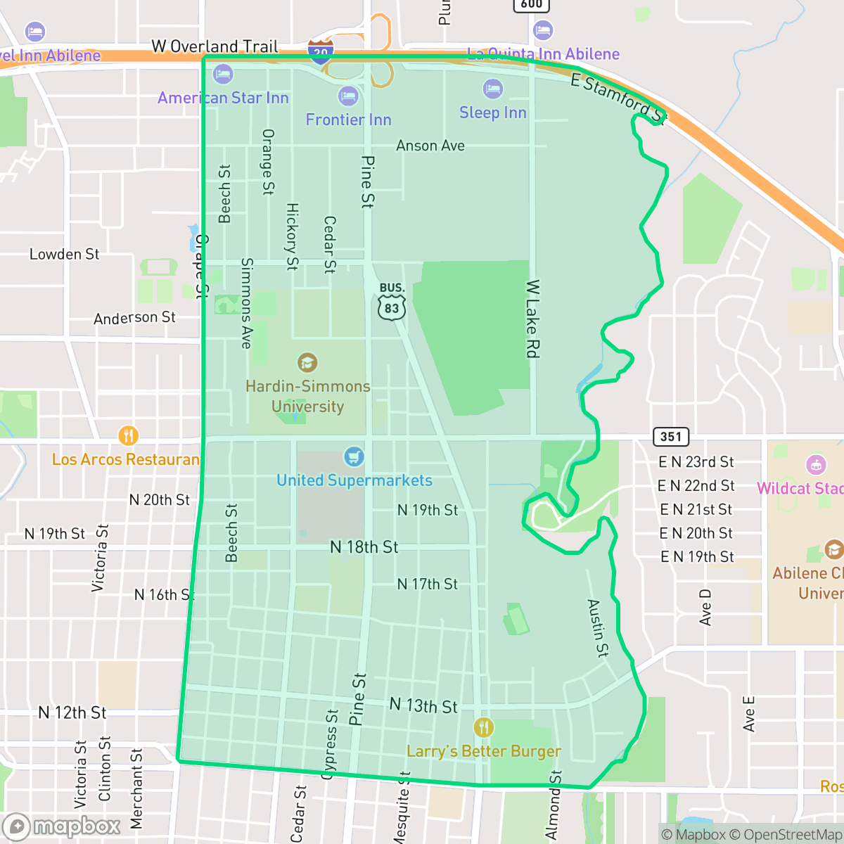 Map showing the location of North College, Abilene, TX
