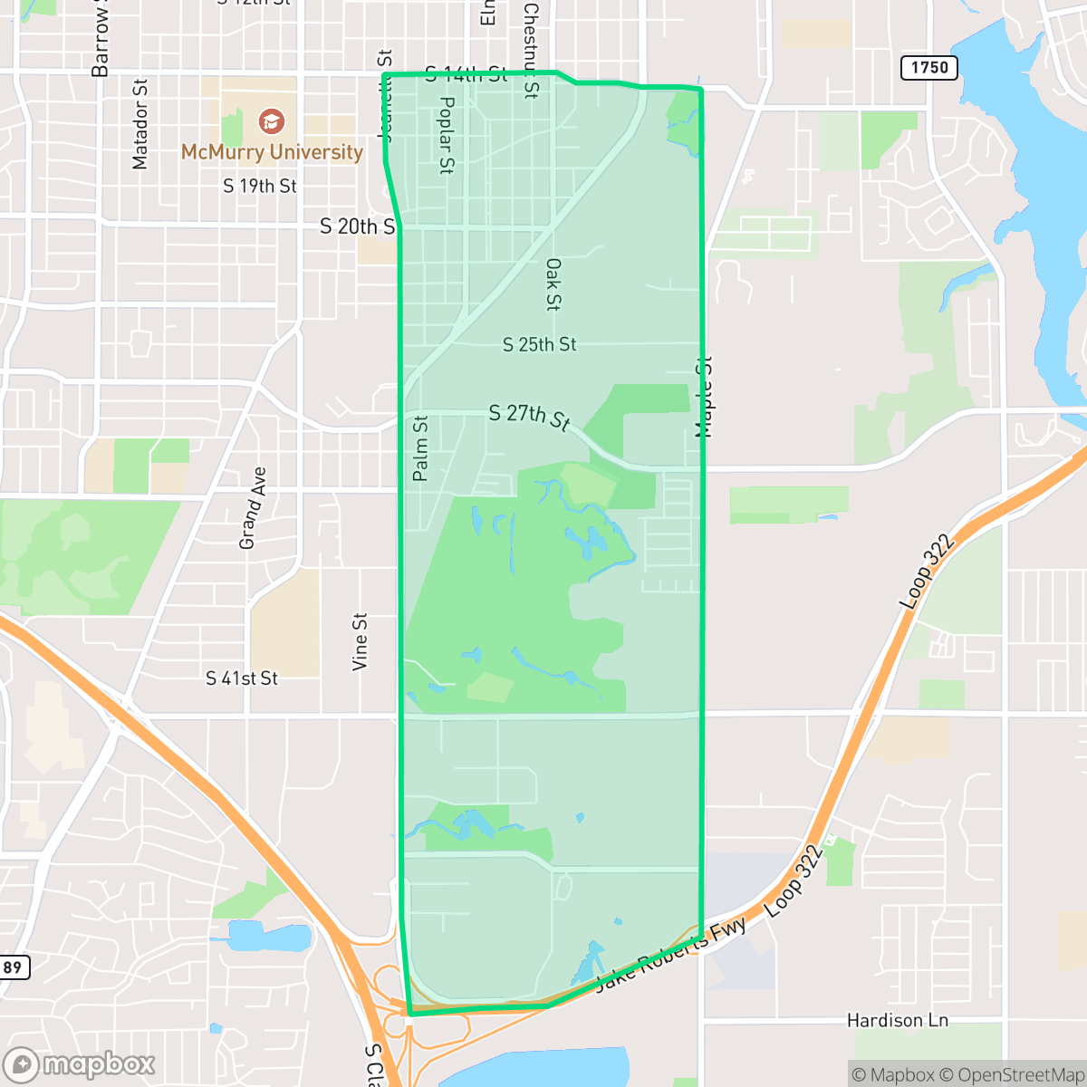 Map showing the location of South Treadaway, Abilene, TX