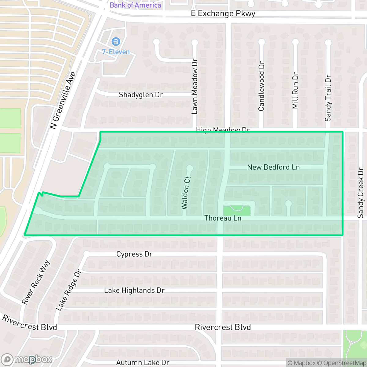 Map showing the location of Walden Park Estates, Allen, TX