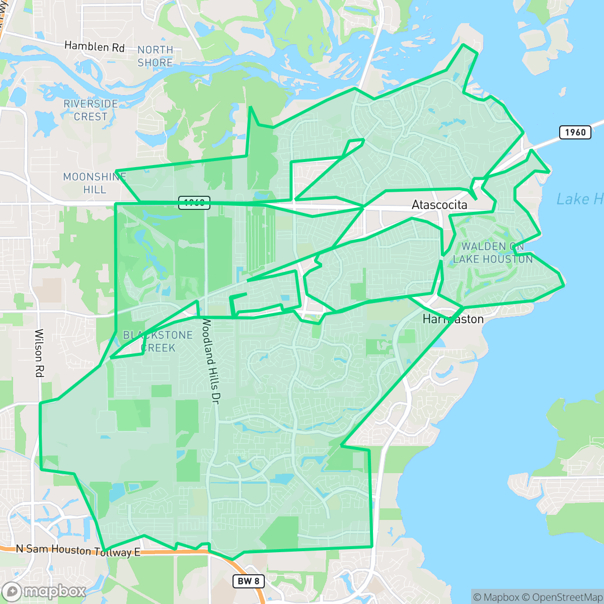 Map showing the location of Atascocita, TX — coverage area