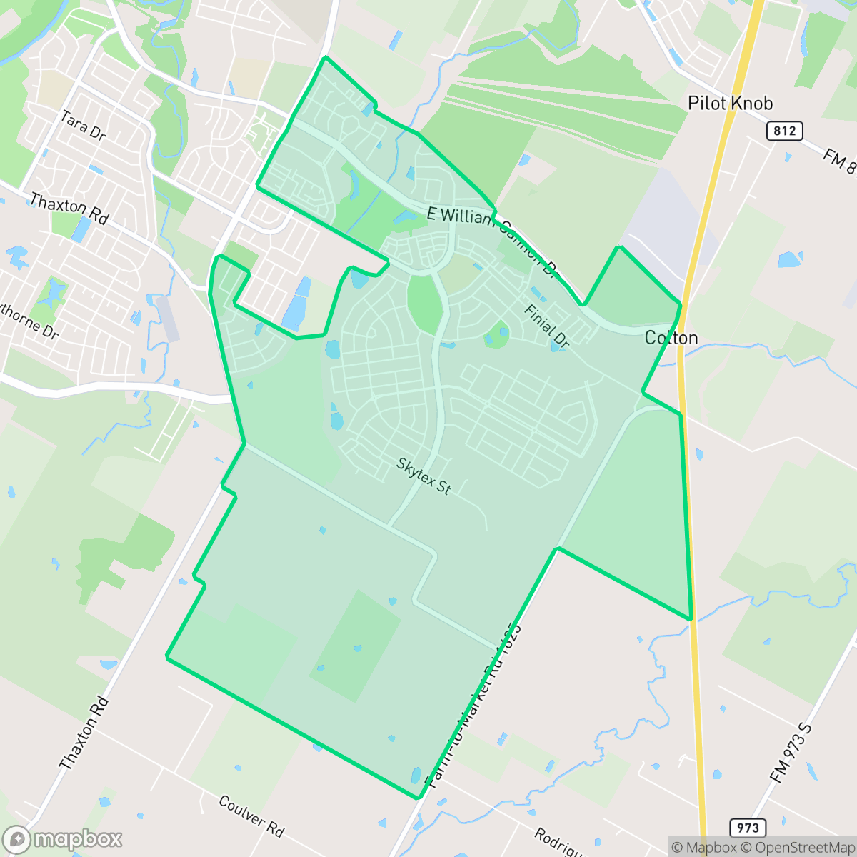 Map showing the location of Easton Park, Austin, TX