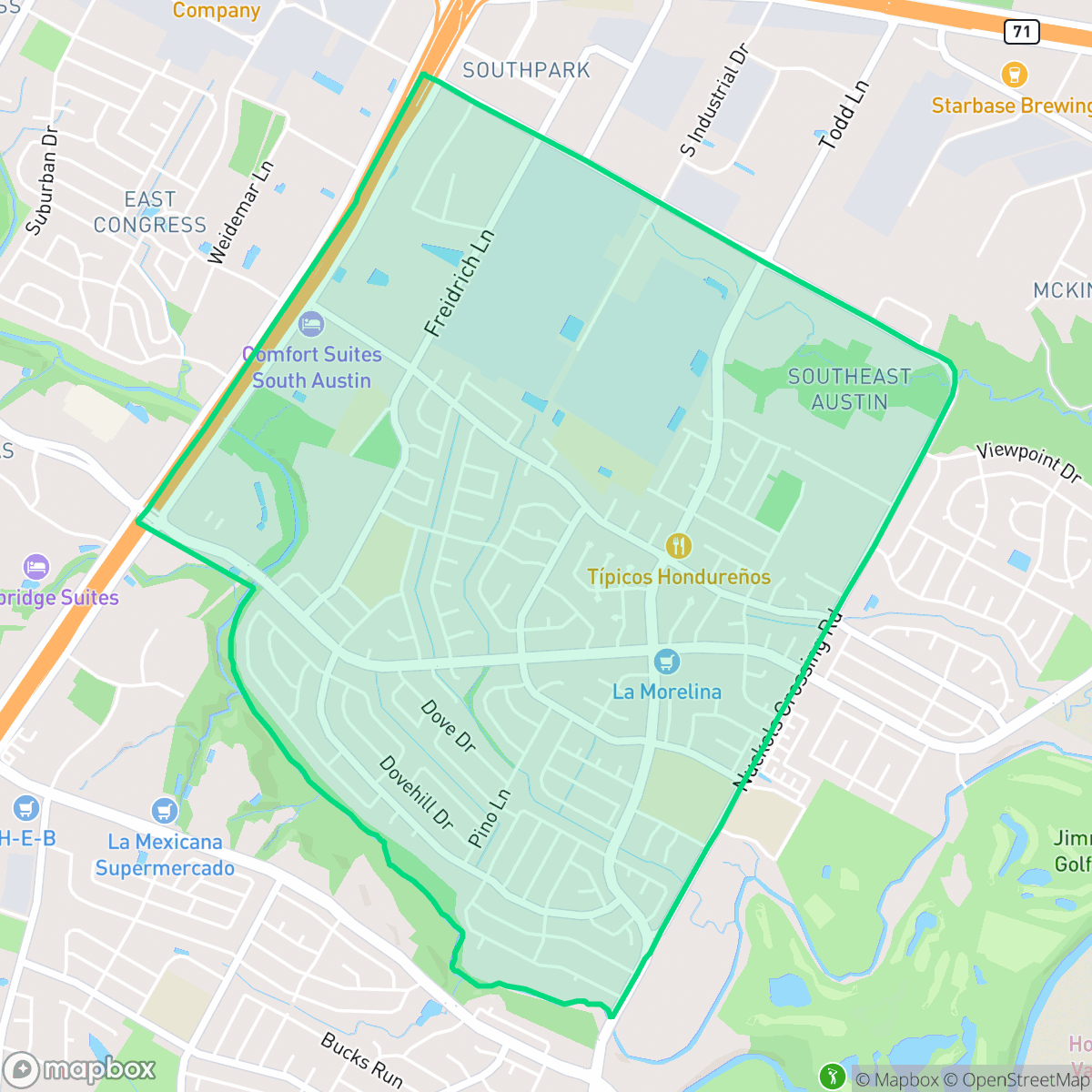 Map showing the location of Franklin Park, Austin, TX