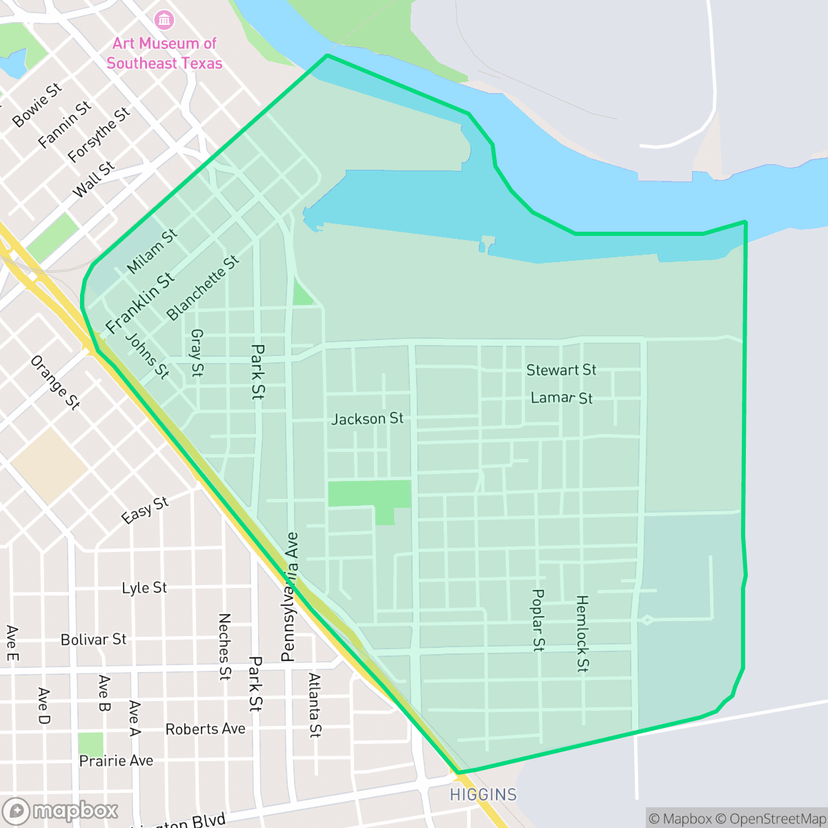 Map showing the location of Charlton Pollard, Beaumont, TX
