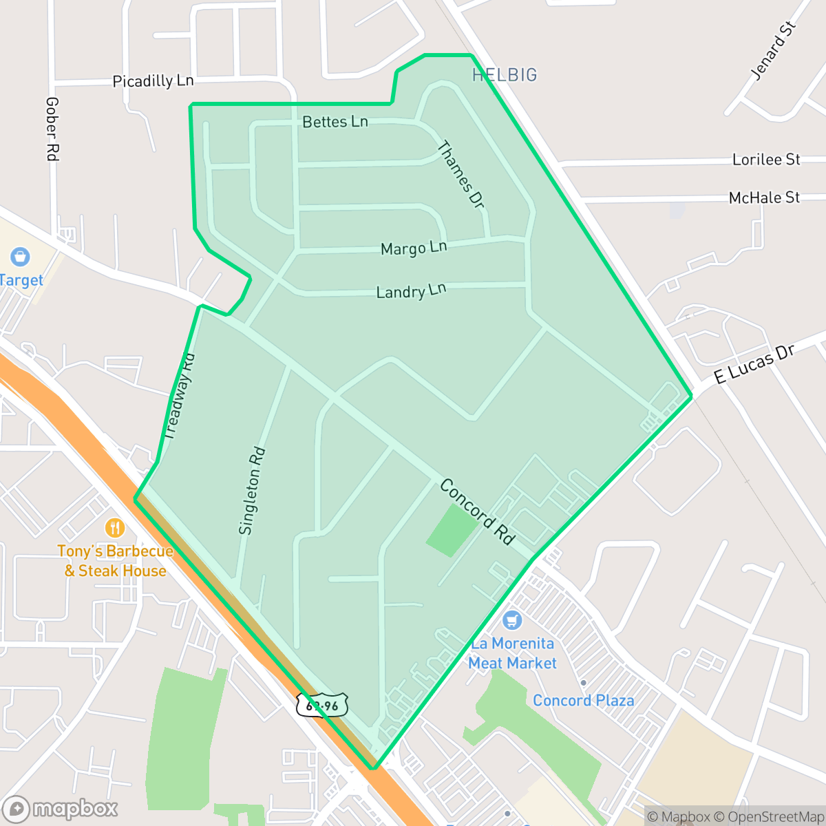 Map showing the location of Pine Cone, Beaumont, TX