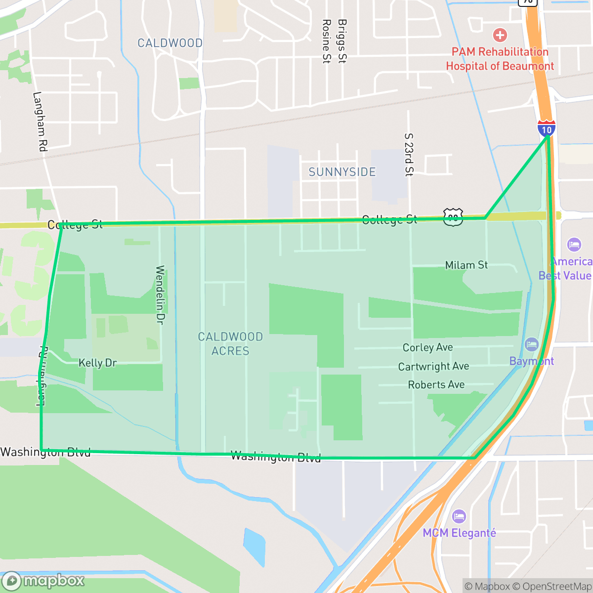 Map showing the location of South 23rd Street, Beaumont, TX